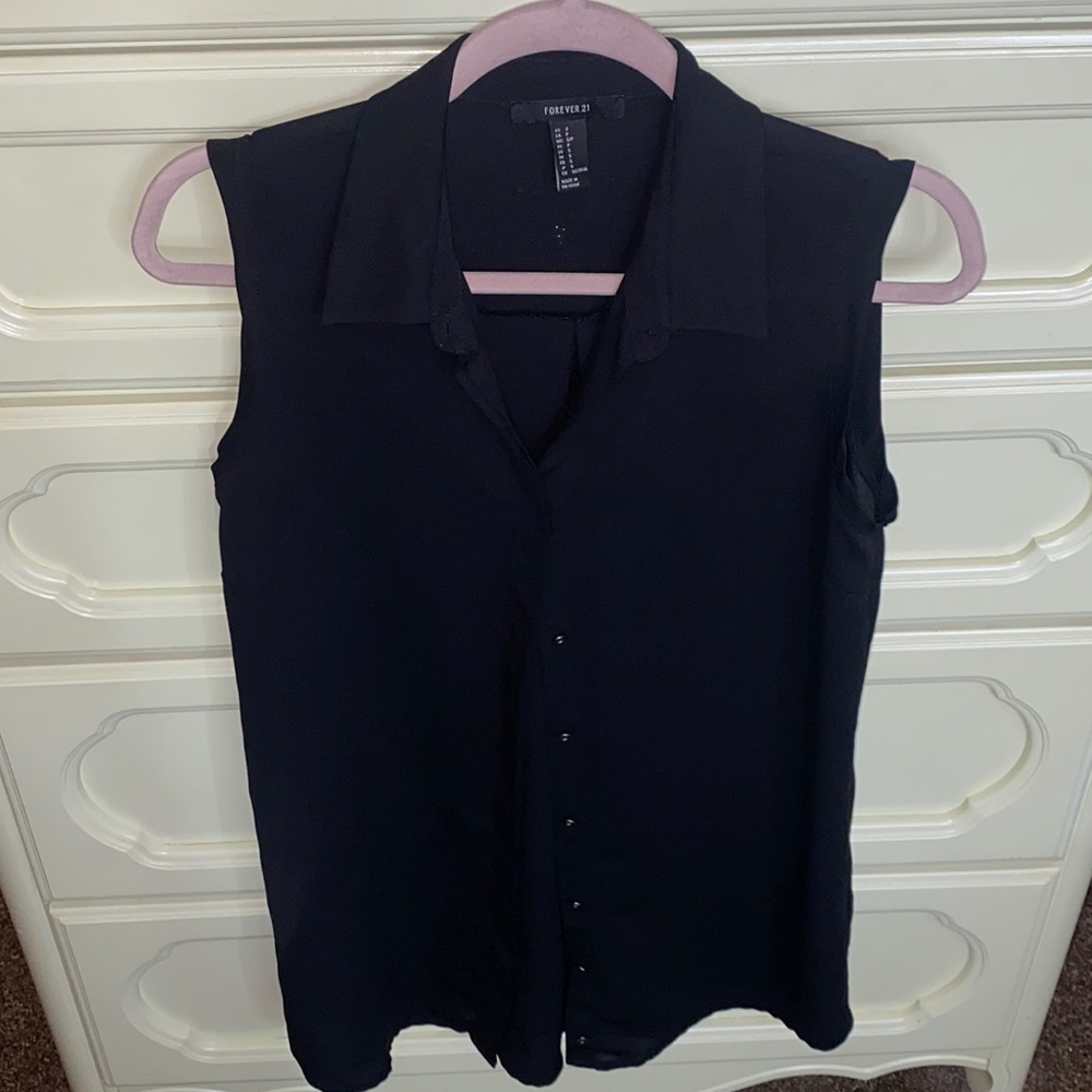 Forever 21 Black Button Up Top